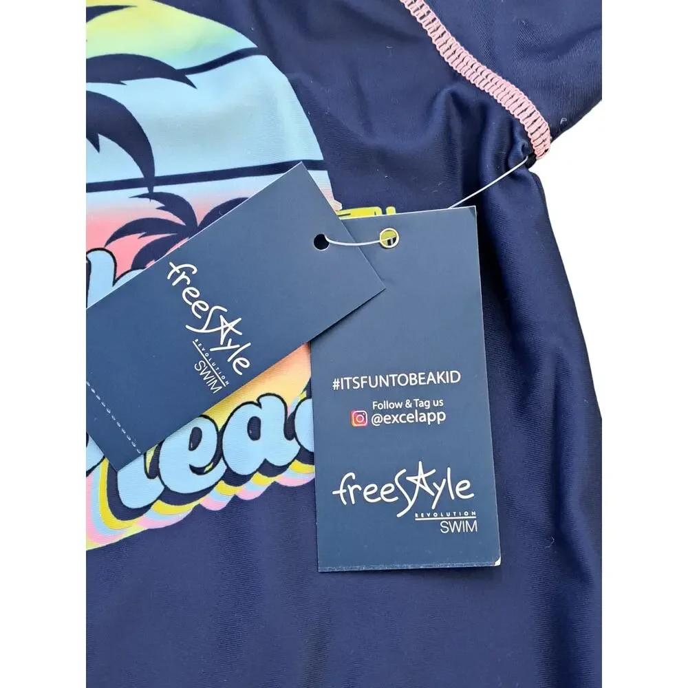 Freestyle Swim  'Beach Please' Rashguard & Swim Board Shorts  Size 5 NWT